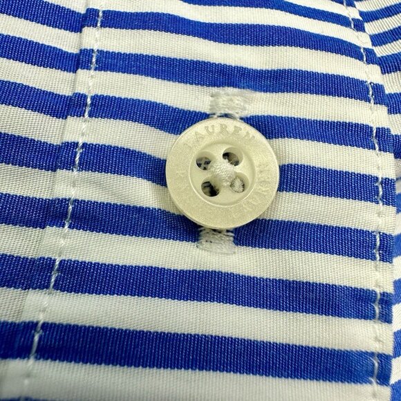 LAUREN RALPH LAUREN Strip Cotton Broadcloth Shirt Women's Size Small Embroidered - Picture 9 of 16